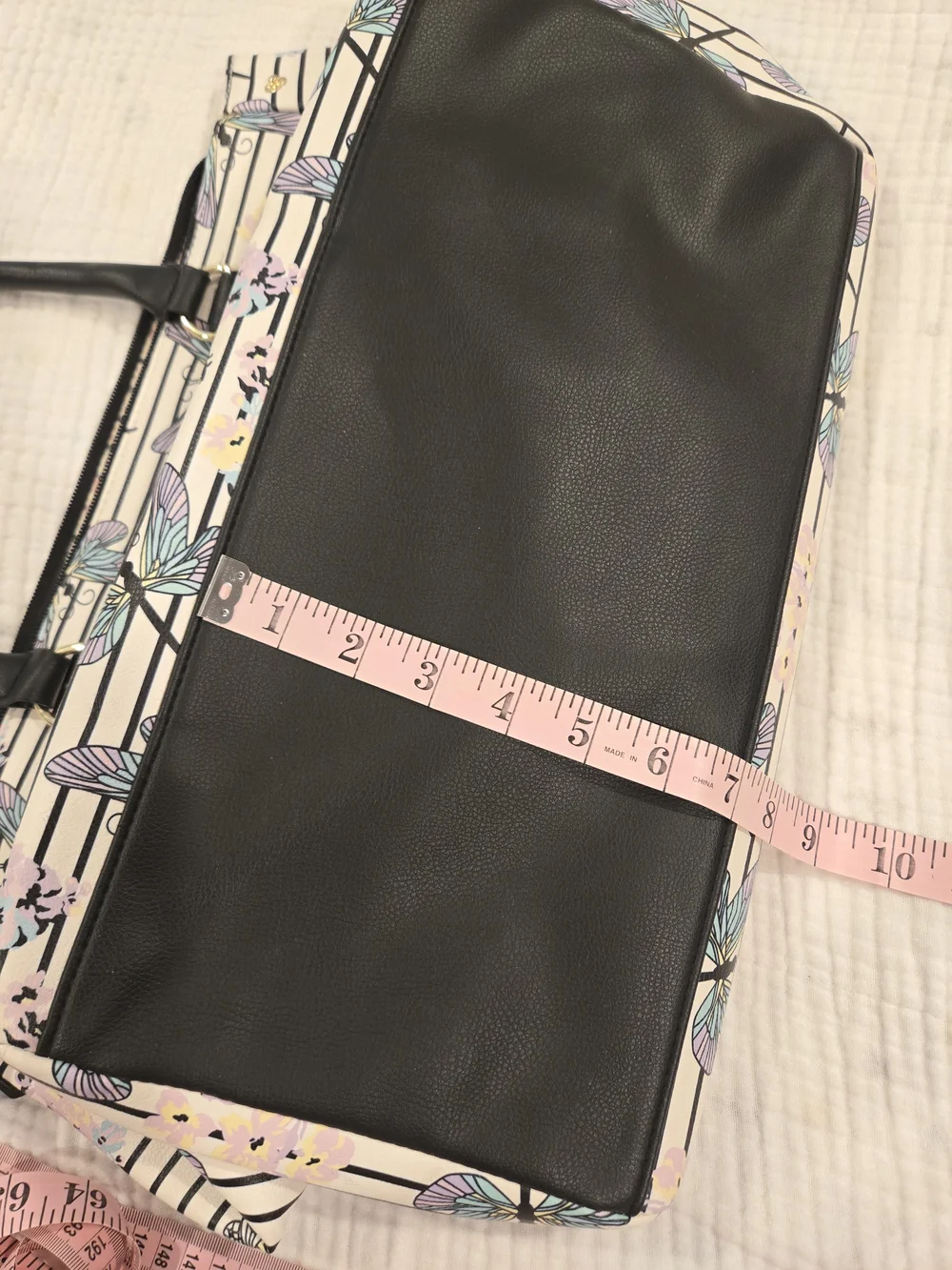 Betsey Johnson Butterfly Floral Stripe Tote with Black Trim